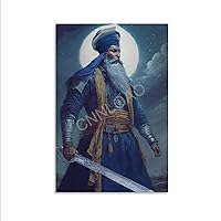 Baba Deep Singh Ji Saroop Sikh Photo Poster (4) Canvas Poster Wall Art Decor Print Picture Paintings for Living Room Bedroom Decoration Unframe-style 24x36inch(60x90cm)