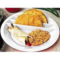 Taco Mex Taco Plate, Reusable, Round, Preparation and Serving Plate, for Soft and Hard Shell Tacos, 10.75 inch Plastic, Uber Look and Quality, Microwave Safe, 1 Pack, White