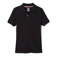 French Toast girls Short Sleeve Picot Collar (Standard & Plus) Polo Shirt, Black, 18-20 US