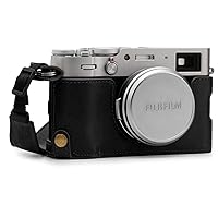 MegaGear MG1894 Ever Ready Genuine Leather Camera Half Case Compatible with Fujifilm X100V - Black