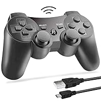 PS3 Wireless Controller Bluetooth Gamepad Remote Controller for Playstation 3 PS3 with Dualshock Six Axis&Charging Cable (Black(1pc))