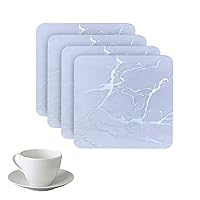 Marble Cork Foiled Granite Thick Cork Heat Resistant Dining Table Coasters Printed Foil Marble Designed Square 4x4 Placemat in Silver