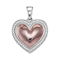 The Diamond Deal 10kt White Rose-tone Gold Womens Round Diamond Framed Heart Pendant 1/5 Cttw