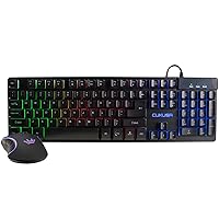 CUKUSA Rainbow Backlit 104-Key Gaming Keyboard and Mouse Combo for Desktop PC Computer