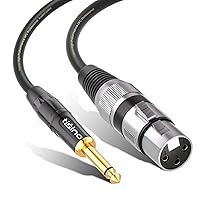tisino Female XLR to 1/4 (6.35mm) TS Mono Jack Unbalanced Microphone Cable Mic Cord for Dynamic Microphone - 10 FT/3 Meters