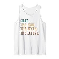 Mens Gray The Man The Myth The Legend Funny Personalized Gray Tank Top