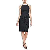 Alex Evenings Women's Short Sheath Slimming Stretch Halter Neck Dress, Perfect for Formal Events, Wedding Guest