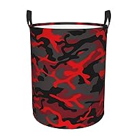 Red Camo Printed Laundry Hamper with Durable Handle Foldable Laundry Basket for Bathroom Bedroom Waterproof Organizer Basket Dirty Clothes Organizer Bag for Dorm
