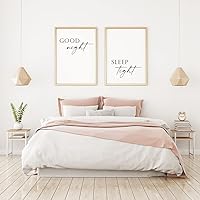 NATVVA Good Night Sleep Tight Sign Poster Wall Decor Set Of 2 Canvas Art Prints Painting Picture Artwork Home Decoration For Living Room Bedroom No Frame