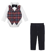 Andy & Evan baby-boys Holiday Plaid Flannel Playsuit