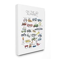 Stupell Industries Watercolor On The Go Transportation Alphabet with Firetruck Airplane and School Bus Canvas Wall Art, 16 x 20, Design by Artist Dishique