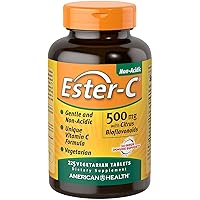 American Health Ester-C With Citrus Bioflavonoids Vegetarian Tablets - 24-Hour Immune Support, Gentle On Stomach, Non-Acidic Vitamin C - Non-GMO, Gluten-Free, Vegan - 500 mg, 225 Count, 112 Servings