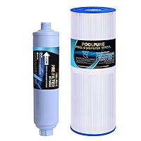 POOLPURE Garden Hose End Pre Filter and PRB25-IN Replacement Spa Filter Suit, Compatible with Unicel C-4326, Guardian 413-106, 3005845, 17-2327, 5X13 Drop in Hot Tub Filter
