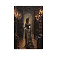 Iisrar Victorian Gothic Lady Oil Painting, Medieval Castle Dark Academia Print, Printable Oil Wall Art Poster for Room Aesthetics Canvas Wall Art Poster And Print Unframe 24x36inch(60x90cm)