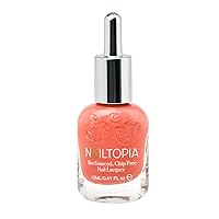 Nailtopia - Plant-Based Chip Free Nail Lacquer - Non Toxic, Bio-Sourced, Long-Lasting, Strengthening Polish - West Side Story (Coral With Orange Undertones) - 0.41oz