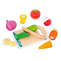 B. toys- Chop 'n' Play - Vegetables- Pretend Play Food Set – 6 Wooden Toy Vegetables to Cut – Hook-and-Loop Play Food for Toddlers, Kids – Safe Knife & Cutting Board – 2 Years +