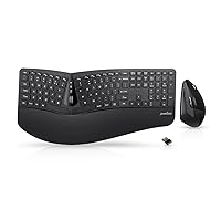 Periduo-605, Wireless Ergonomic Split Keyboard and Vertical Mouse Combo, Adjustable Palm Rest and Membrane Low Profile Keys, Black, US English Layout (11633)
