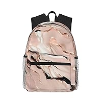 Lightweight Laptop Backpack,Casual Daypack Travel Backpack Bookbag Work Bag for Men and Women-Pink Gold Marble