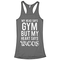 Threadrock Women's Head Says Gym But Heart Says Tacos Racerback Tank Top
