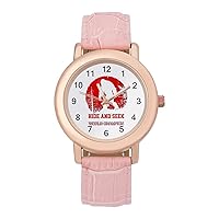Bigfoot Hide and Seek Women's Watches Classic Quartz Watch with Leather Strap Easy to Read Wrist Watch