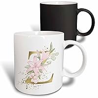 3dRose Pretty Pink Lily Floral Image Of Gold Monogram Initial Z - Mugs (mug-379704-3)