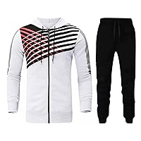 Full Zip Tracksuit Set for Men 2 Piece Sweatshirts Zipper Hoodie Jogger Pants Sets Workout Running Sports Suit