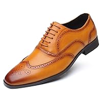 Mens Brogue Oxford, Lace-up Wingtip Dress Shoes,Formal Lace Up Shoes for Men
