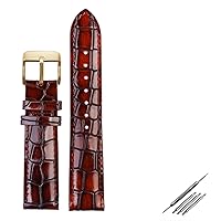Crocodile Texture Calfskin Leather Watch Strap18mm 20mm 22mm Watchband for Men Women Watch Band Solid Buckle (Color : 8mm, Size : 20mm)
