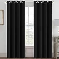 H.VERSAILTEX 100% Blackout Curtains for Bedroom 96 Inches Thermal Insulated Curtains for Living Room, Energy Saving Curtains for Patio Door - Grommet Top (Jet Black, 1 Panel, 52'W x 96'L)