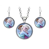 Frozen Hug Necklace, Sisters Pendant, Princess Jewelry