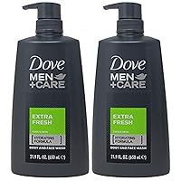 Dove Men + Care Extra Fresh Body and Face Wash, 21.9 Ounce Pump Bottle (Pack of 2)