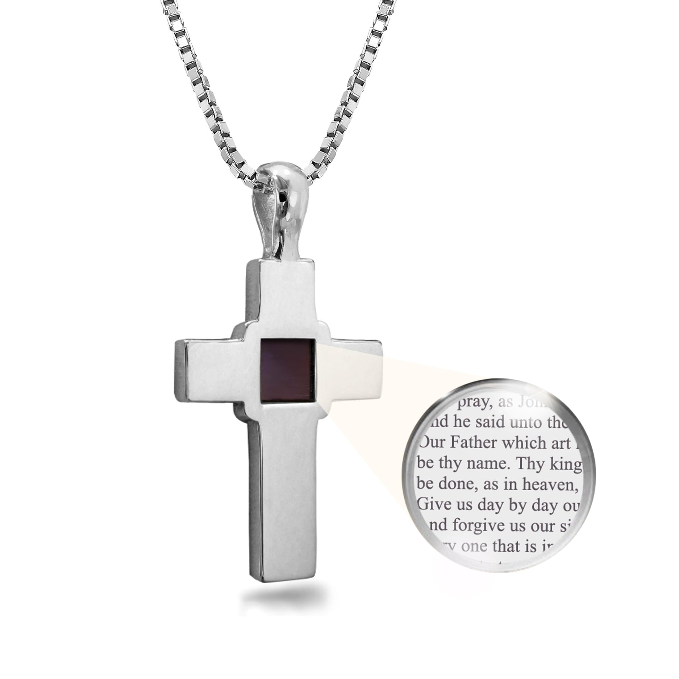 Cross Necklace with Smallest Nano Bible on Jewelry - Christian Pendant for Men or Women with Entire KJV New Testament Holy Scriptures on 0.2