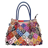 Segater® Women’s Multicolor Floral Crossbody Bag, Vintage Cowhide Leather Handbag Flower 3D Pattern Design Shoulder Bag Ladies Travel Top-Handle Bag Colorful Purses