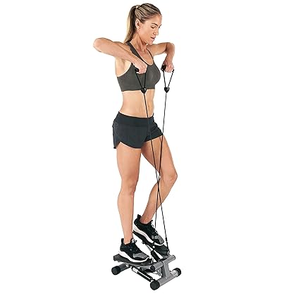Sunny Health & Fitness Mini Stepper Stair Stepper Exercise Equipment with Resistance Bands