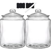 1.5 Gallon Glass Jars with Lids, Large Glass Storage Jars Set of 2, Heavy Duty Glass Canisters for Kitchen, Perfect for Flour, Sugar, Rice, Pasta, Beans, Cookies