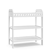 Storkcraft Pasadena Changing Table with Water-Resistant Changing Pad (White) - GREENGUARD Gold Certified, Includes Bonus Water-Resistant Changing Pad with Safety Strap, 2 Open Shelves