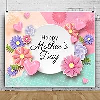 Leowefowa 10x8ft Happy Mother's Day Photography Backdrop Coloful Pink Floral Background for Women Pink Love Heart Festival Birthday Celebrate Party Banner Decor Photo Supplies Prop