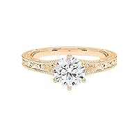 MRENITE 10K 14K 18K Gold Vintage Art Deco Moissanite Engagement Rings for Women 6-Prong Antique Filigree Moissanite Wedding Promise Rins for Women