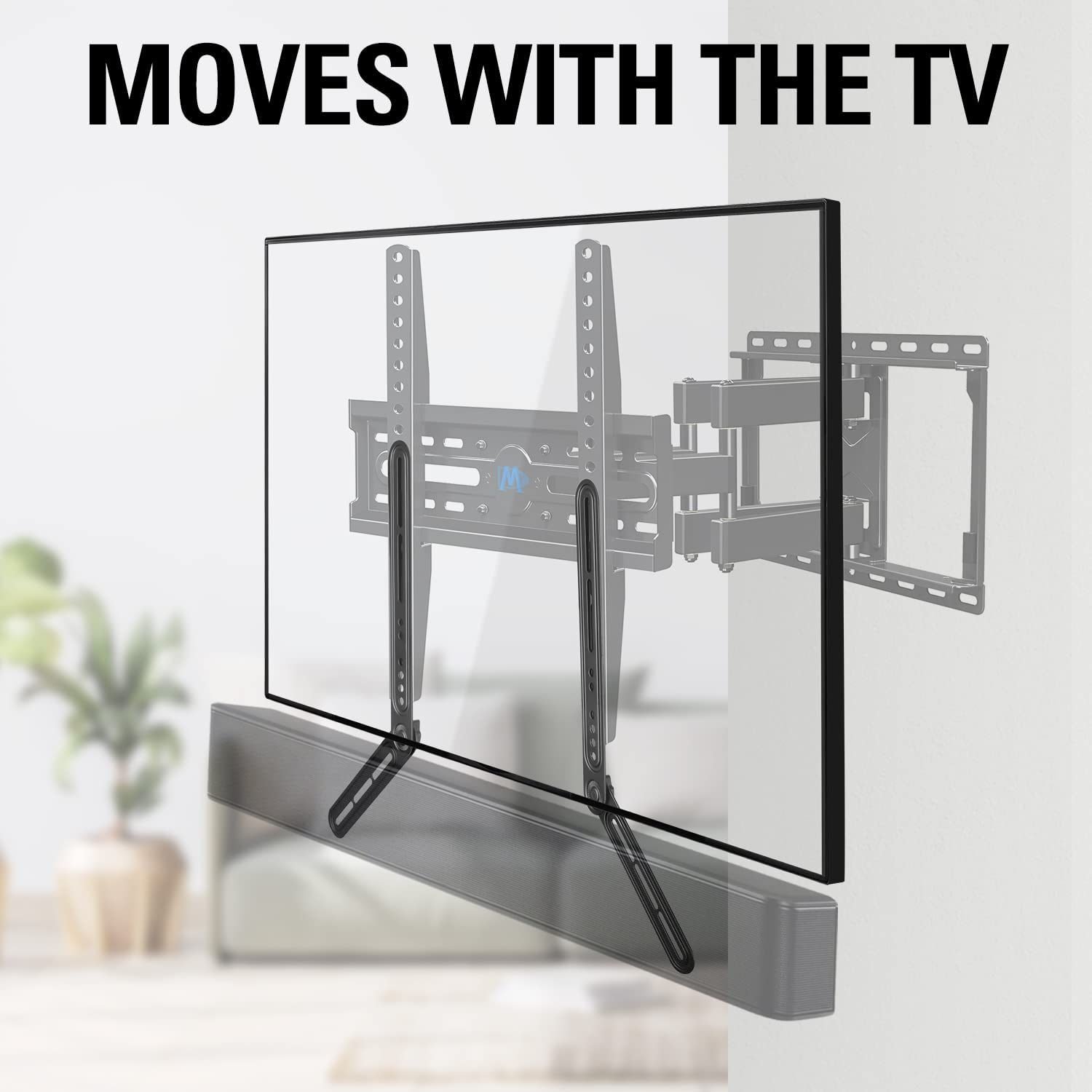 Mounting Dream MD5420 TV Bracket for Mounting Above or Under TV Fits Most of Sound Bars Up to 15 Lbs, MD5421 Soundbar Mount Sound Barwith Detachable Long and Short Extension Plates
