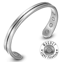 RainSo Mens Womens Light Titanium Magnetic Therapy Golf Bracelets Bangle for Arthritis Wristband Adjustable