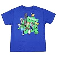 Minecraft Big Boys' Alex Steve Enderman Group Graphic Print T-Shirt