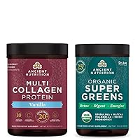 Multi Collagen Protein Powder, Vanila, 45 Servings + Organic Supergreens Powder, Greens Flavor, 25 Servings