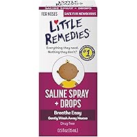 Little Remedies Saline Spray/Drops | for Noses to Breathe Easily | Gently Wash Away Mucus | Newborn Safe 0.5 Fl Oz (Pack of 4)