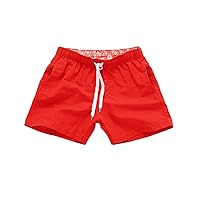 Mens Board Shorts Swimwear No Mesh Liner Quick Dry Drawstring Beachwear Lightweight Floral Print Swimming Trunks with Pockets