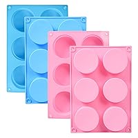 TDHDIKE Silicone Cookie Molds, Round Cylinder Candy Chocolate Molds(4 PCS), Perfect Molds for Chocolate Covered, Cupcake, Candy, Pudding, Mini Soap Making (4, Blue/Pink)