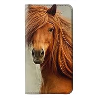 jjphonecase RW1595 Beautiful Brown Horse PU Leather Flip Case Cover for Samsung Galaxy S23 FE