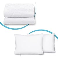 Bundle Ruili-Waterproof Quilted Mattress Pad & Pillow Protector, Premium Microfiber, Soft, Breathable, Vinyl-Free