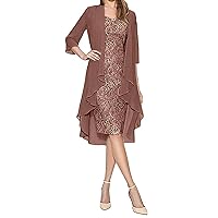 Mother of The Bride Dress Short Evening Party Dress Lace Jacket Two Pieces