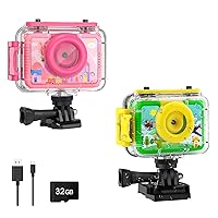 GKTZ Kids Waterproof Camera - Underwater Camera Birthday Gifts for Girls Boys