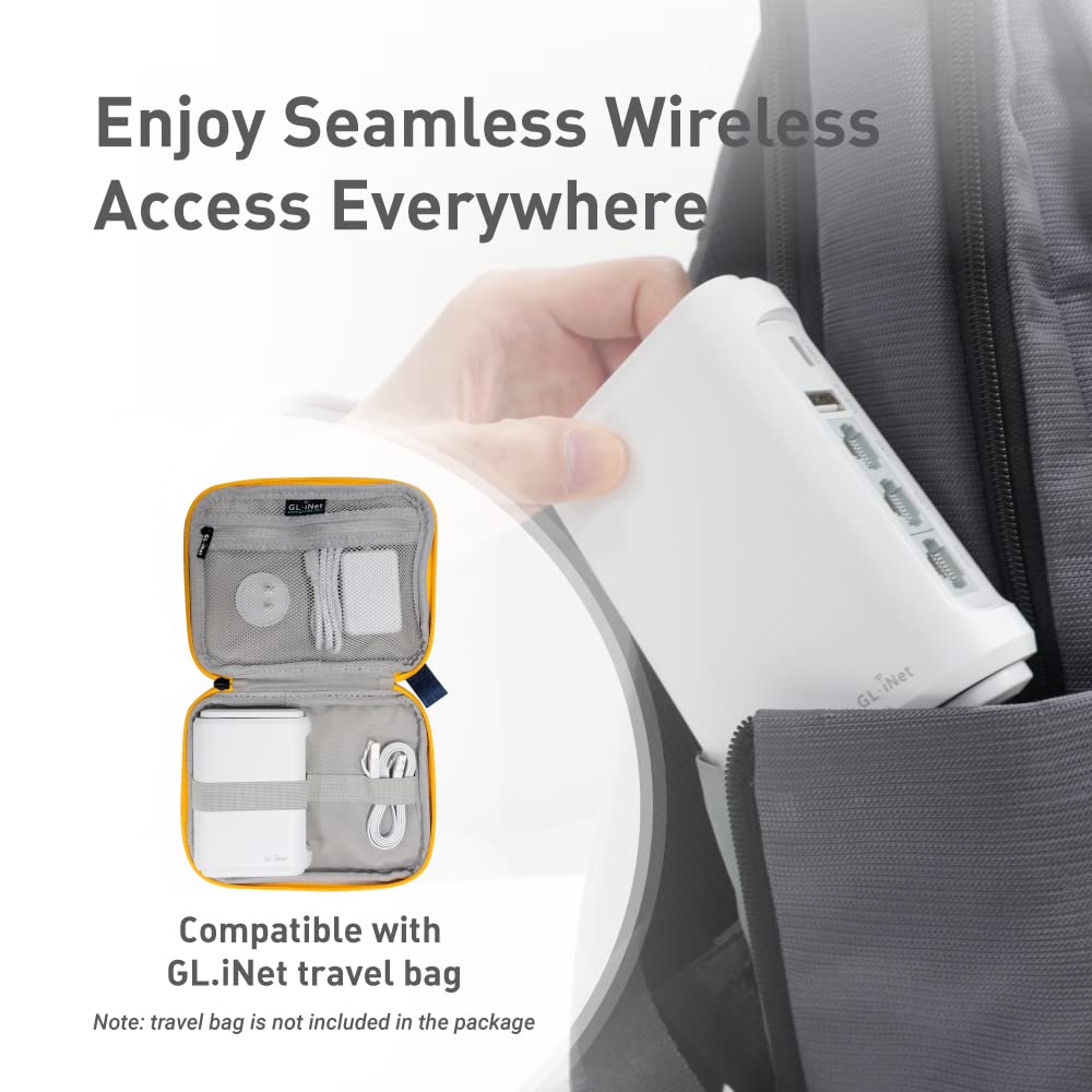 GL.iNet GL-SFT1200 (Opal) Secure Travel WiFi Router & GL.iNet Gadget Organizer Case for Travel Routers (Grey)